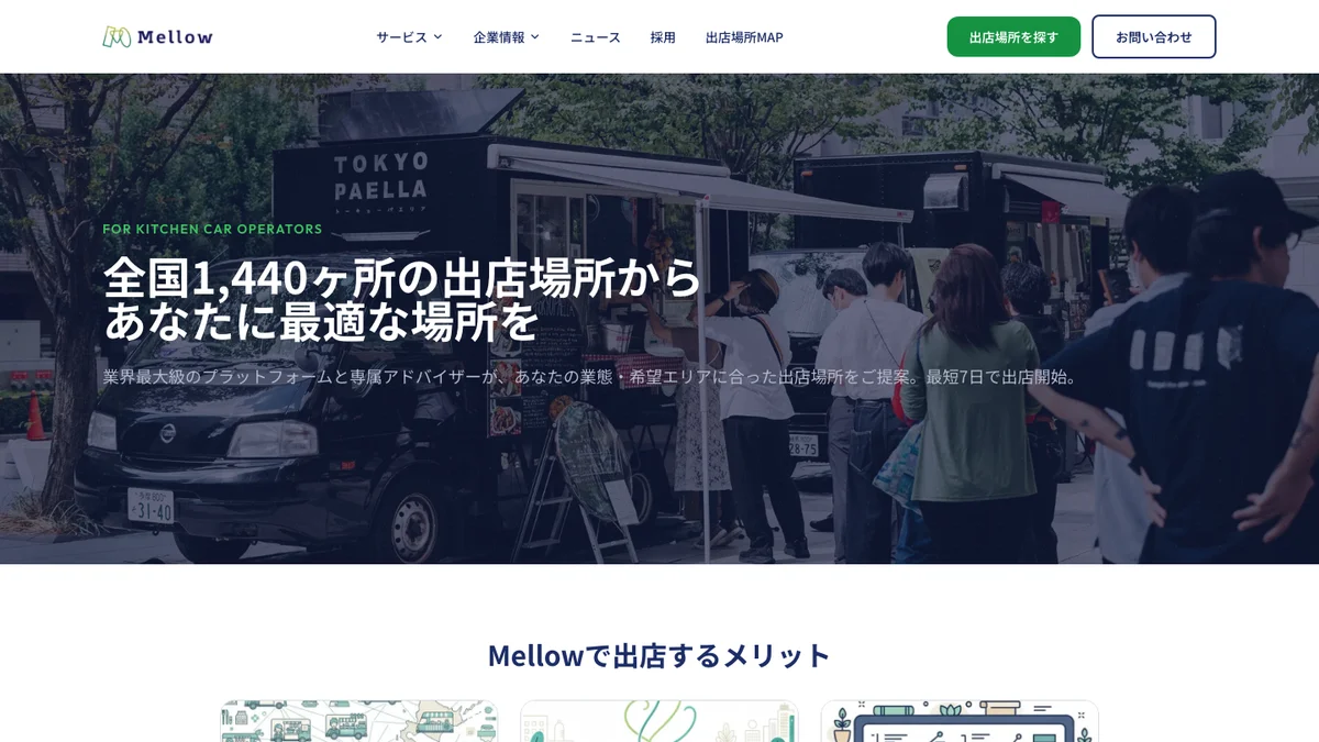 SHOP STOPのキッチンカー出店募集サービス公式画面